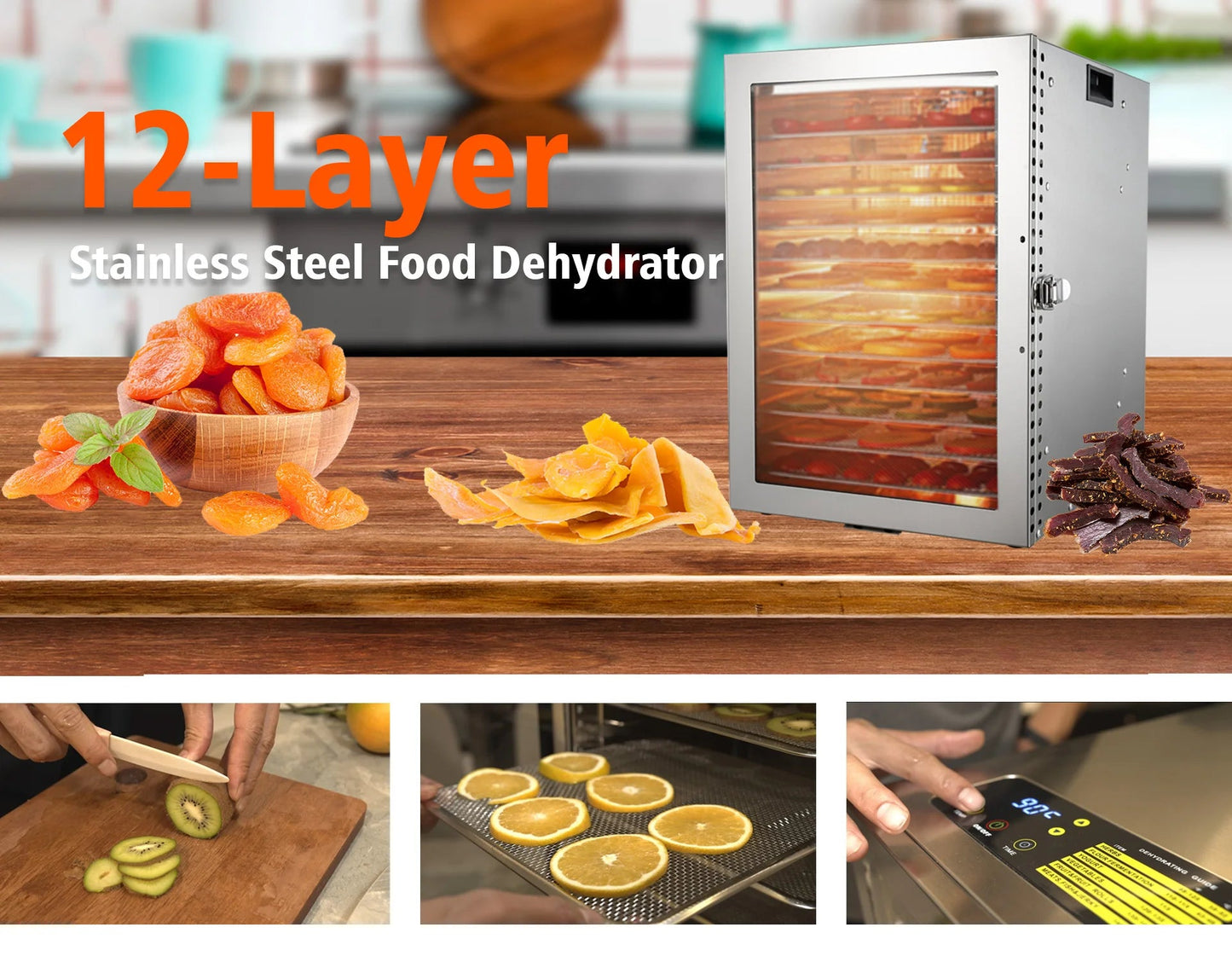 220V 110V Dry Fruit Machine Food Dehydration Dryer Fruit Dryer Commercial Stainless Steel Food Dryer Dried Vegetables Pet Snacks Motionshop