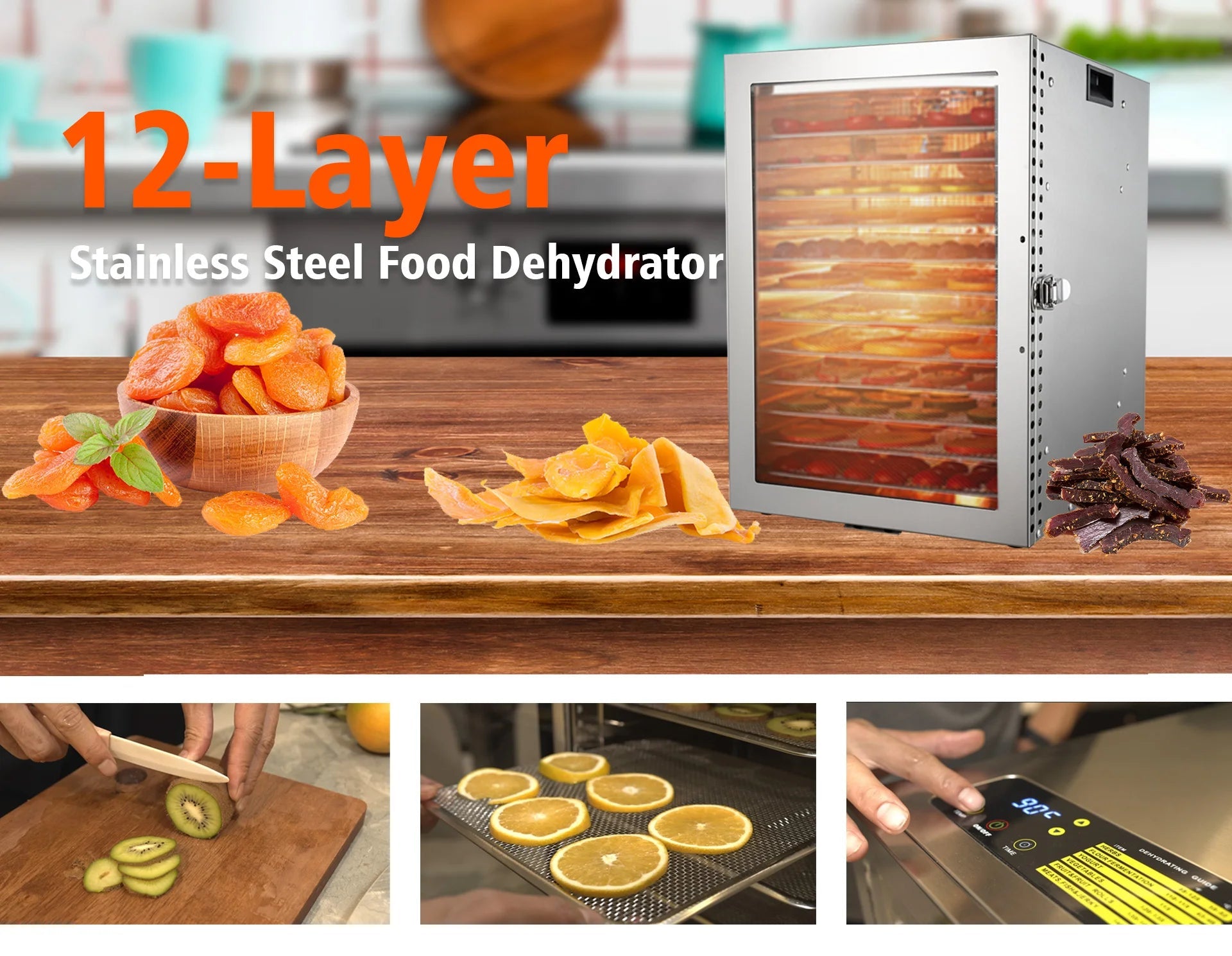 220V 110V Dry Fruit Machine Food Dehydration Dryer Fruit Dryer Commercial Stainless Steel Food Dryer Dried Vegetables Pet Snacks Motionshop