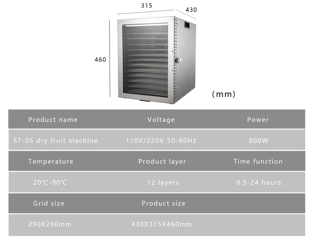 220V Dry Fruit Machine Food Dehydration Dryer Fruit Dryer Commercial Stainless Steel Food Dryer Dried Vegetables Pet Snacks