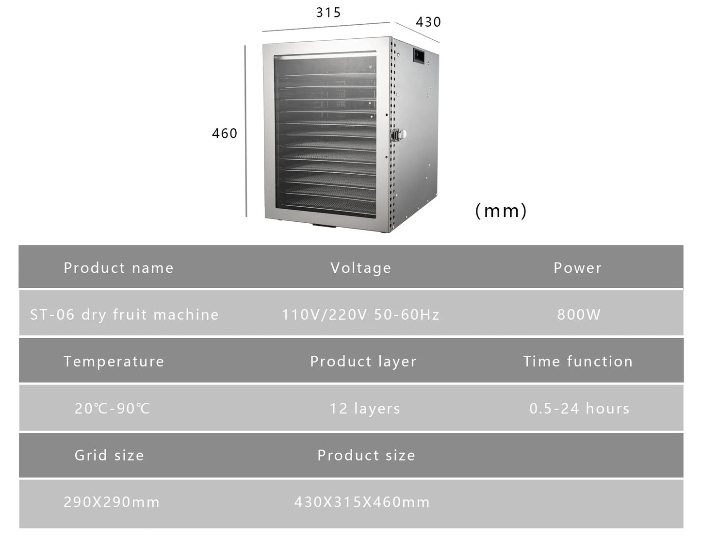 220V 110V Dry Fruit Machine Food Dehydration Dryer Fruit Dryer Commercial Stainless Steel Food Dryer Dried Vegetables Pet Snacks Motionshop