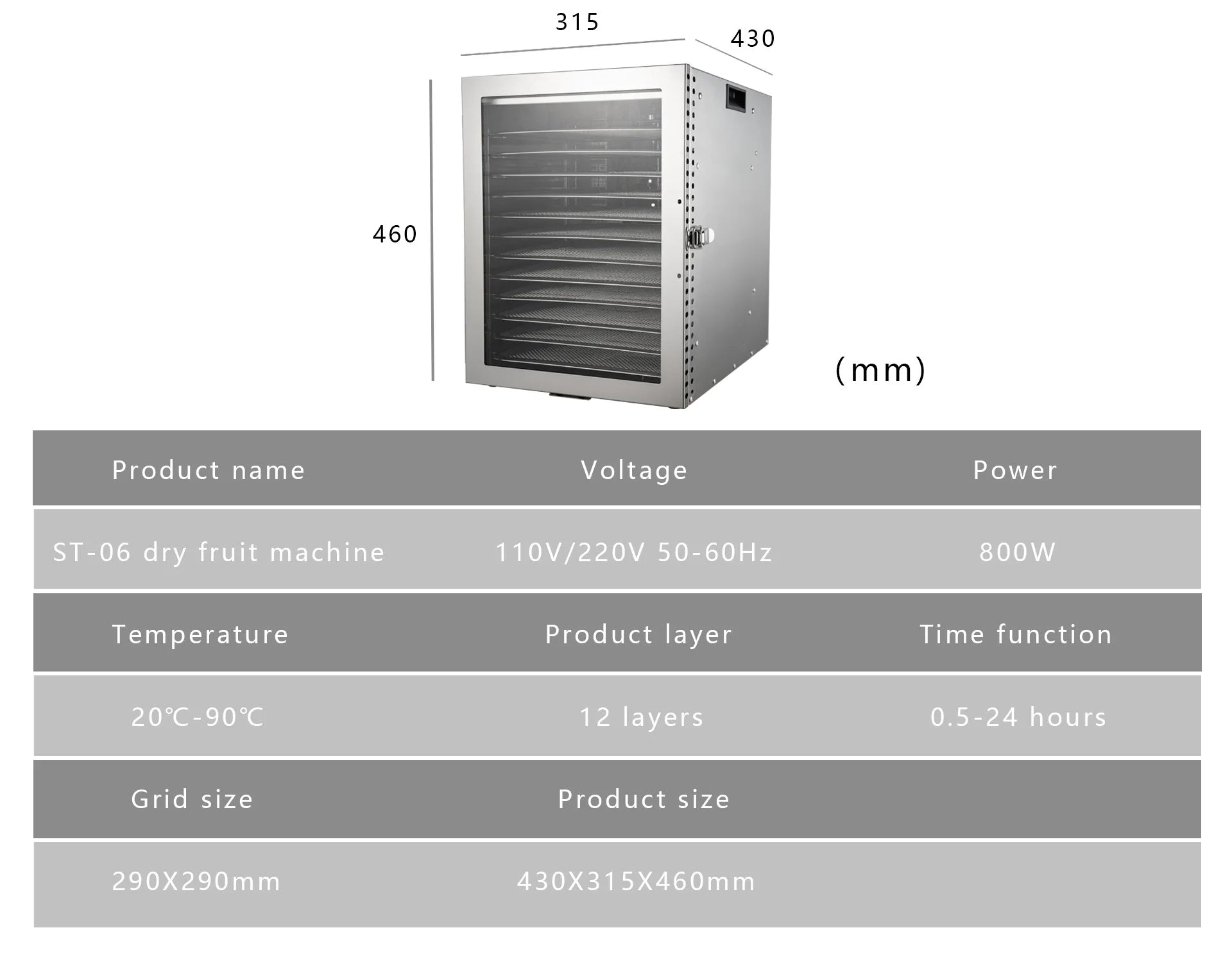 220V Dry Fruit Machine Food Dehydration Dryer Fruit Dryer Commercial Stainless Steel Food Dryer Dried Vegetables Pet Snacks