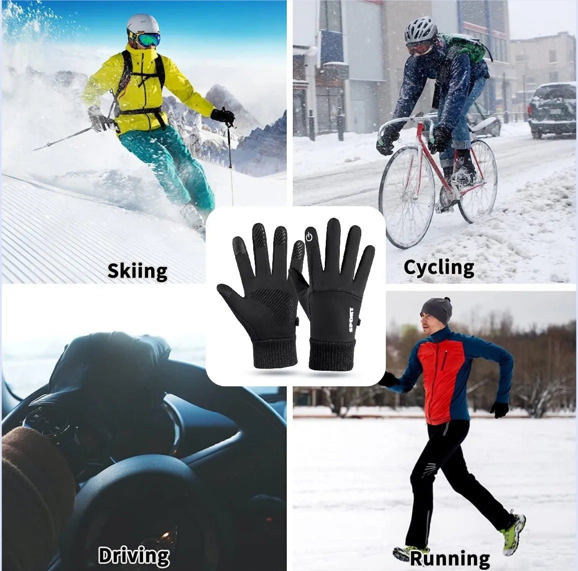 Winter Gloves Men Women Touch Screen Warm Gloves Water Resistant Windproof
