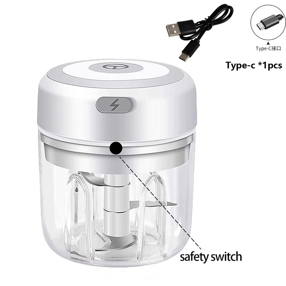 Electric Mini press Garlic Chopper - Rechargeable USB Masher with Powerful Lithium Battery, Easy Meat Grinder