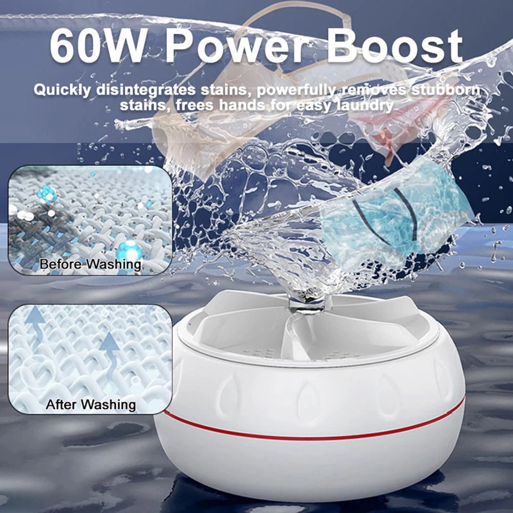 Mini Washing Machine Portable USB Rotating Turbo Fruit Ultrasonic Dishwasher For Clothes Home Kitchen Travel Remote Control
