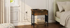 Side Table Sofa Coffee Table with Charging Station Bag Nightstand with 2 USB Ports 2 Sockets Folding Top End Table for Bedroom