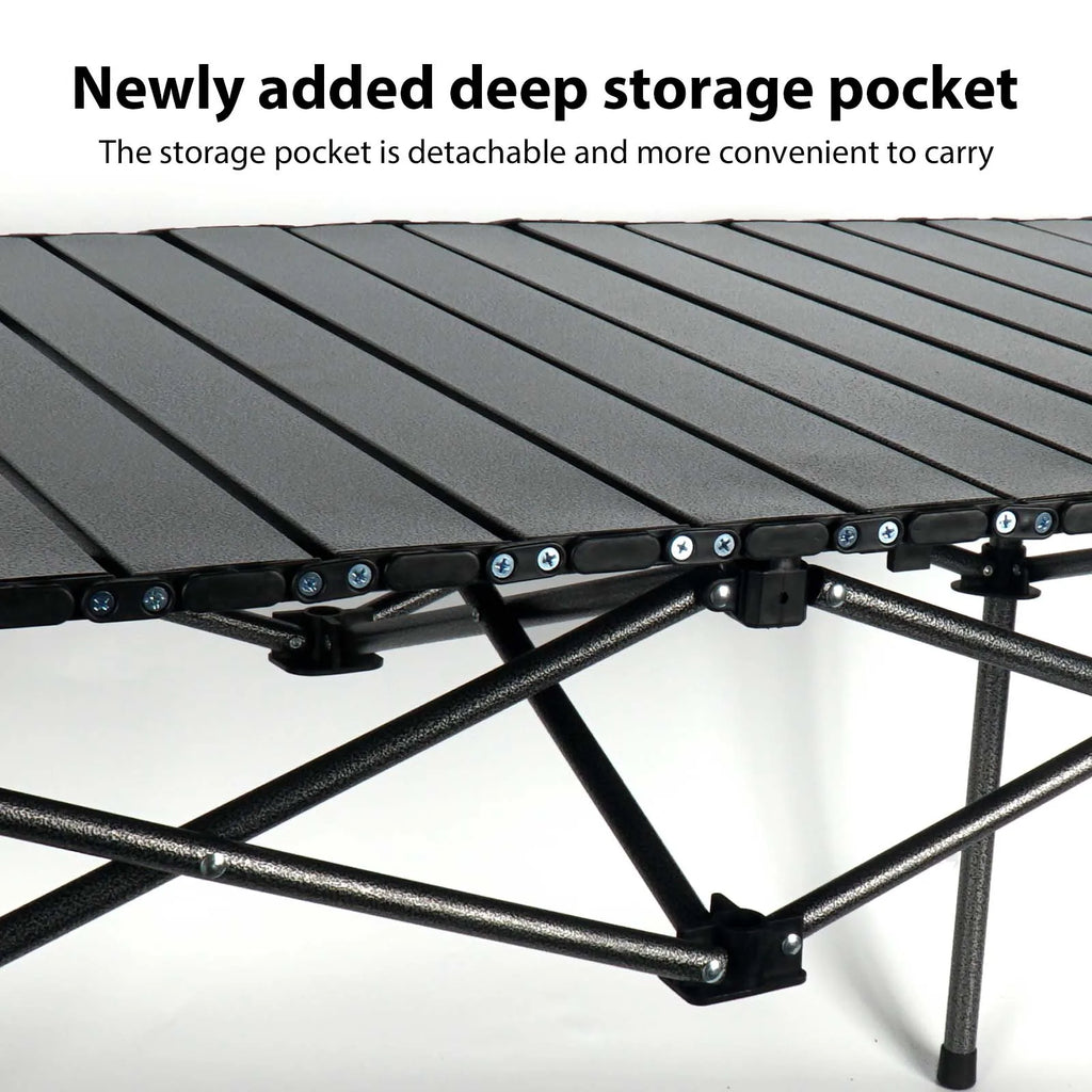 Foldable Camping Table Carbon Steel Picnic Table with Storage Mesh Bag Portable Outdoor BBQ Desk for Beach Backyard Party Games