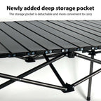 Foldable Camping Table Carbon Steel Picnic Table with Storage Mesh Bag Portable Outdoor BBQ Desk for Beach Backyard Party Games