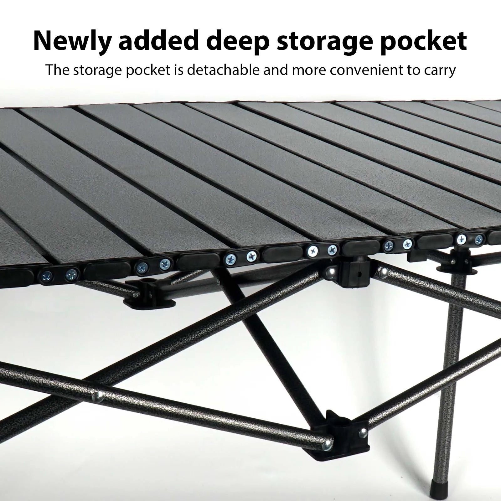Foldable Camping Table Carbon Steel Picnic Table with Storage Mesh Bag Portable Outdoor BBQ Desk for Beach Backyard Party Games