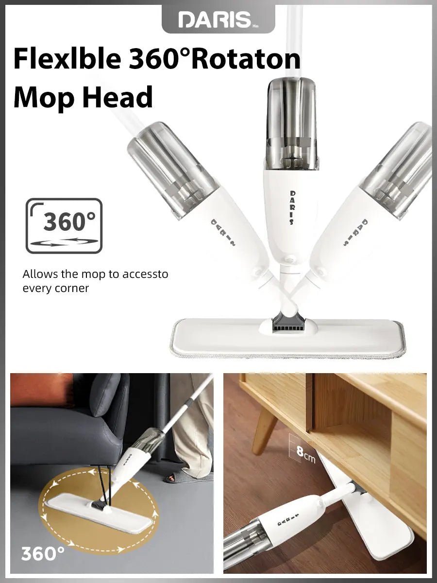 Spray Mop With Reusable Microfibers Pads 360° Rotation Floor Cleaning Mop 500ML Big Capacity Square Triangle Bottle