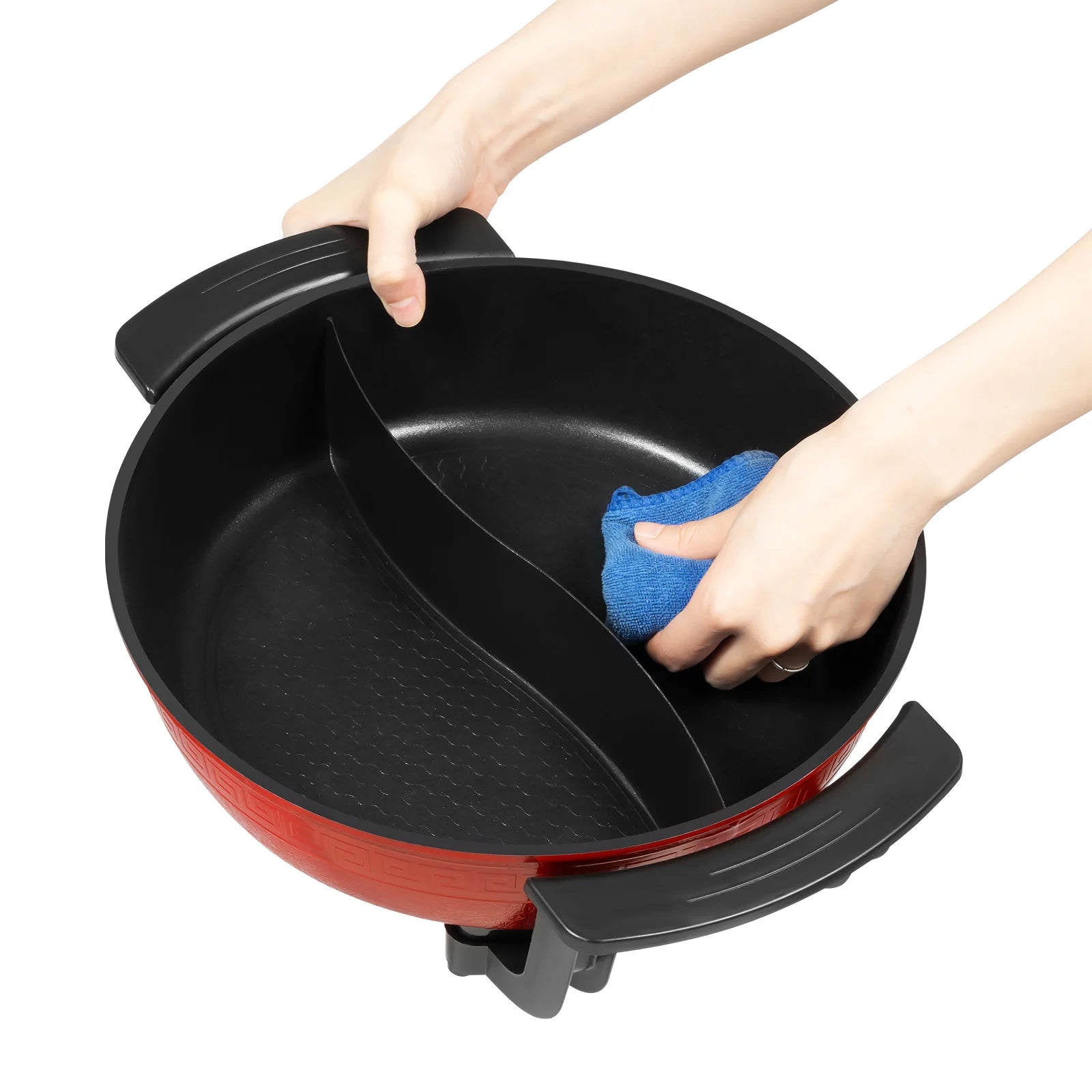 1360W Electric Hot Pot w/ 5 Temp Settings 6L Non-Stick Coating Large Capacity Skillet