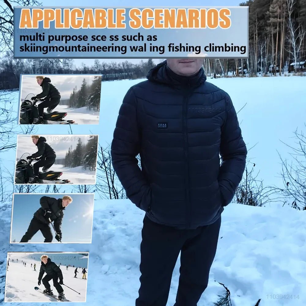USB Self Heated Jacket Clothing Winter Ski Camping Heated Down Jacket