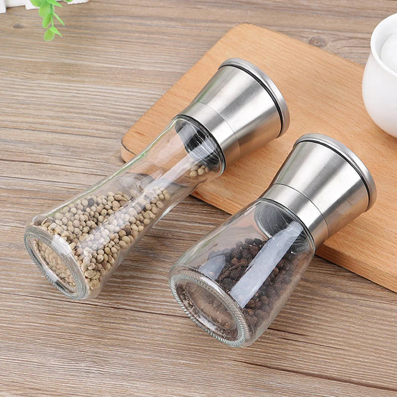 Stainless Steel Mill Glass Body Spice Salt and Pepper Grinder - Motionshop