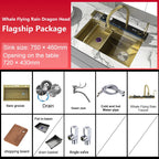 Stainless Steel Kitchen Sink With Waterfall Extra Large Single Bowl Digital Display Multifunctional Dishwashing Sinks