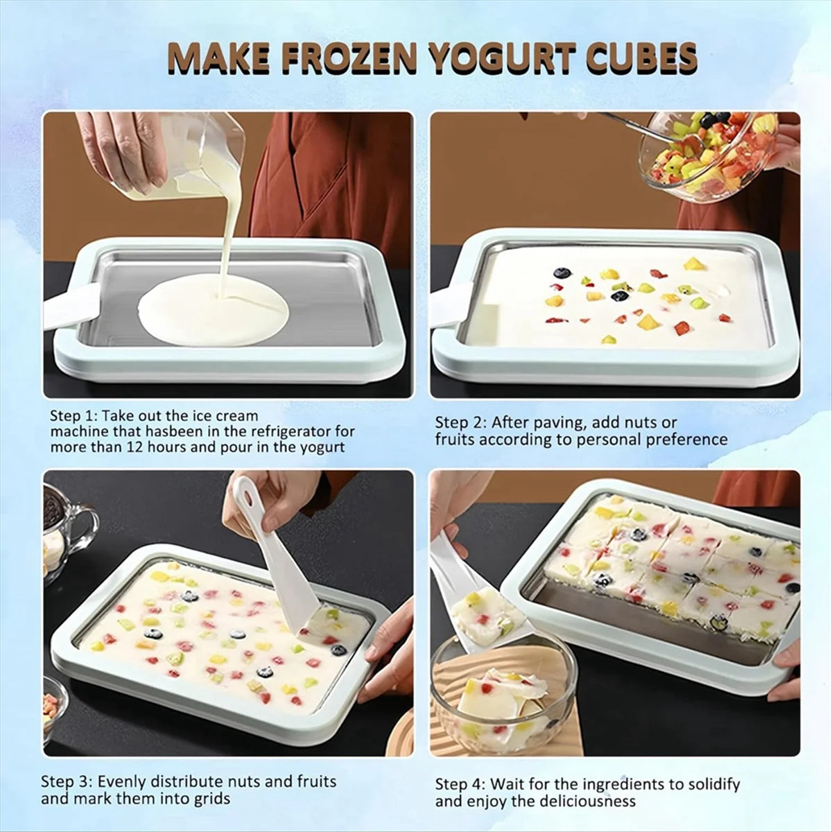 Instant Ice Cream Maker,Homemade DIY Ice Cream,Freeze Yogurt Rolls - Motionshop