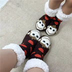 Thermal Winter Warm Slipper Socks Non Slip Grip Fluffy Fuzzy Slipper Socks Short Furry Monkey