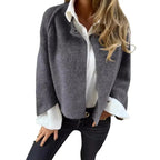 Women's Fleece Cardigan with Windproof Technology - Stylish Outdoor Coat