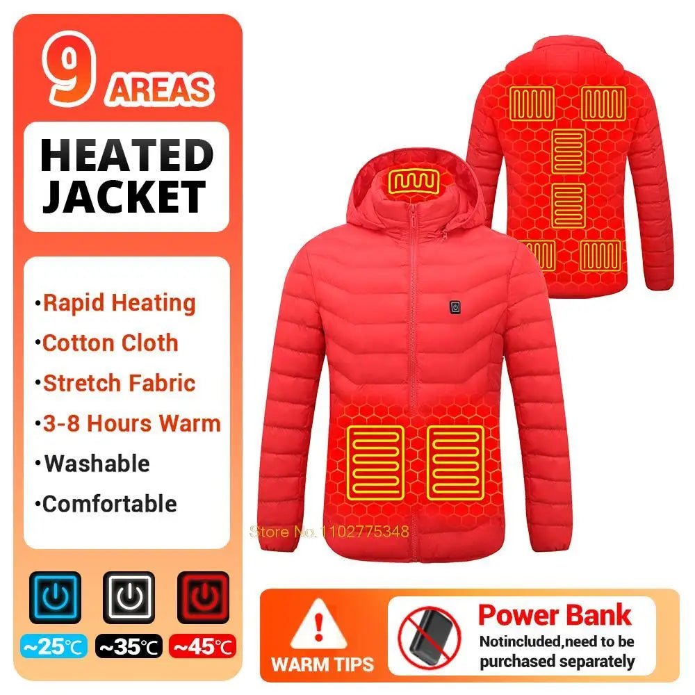 USB Electric Self Heating Jacket Winter Coat Warm Clothing 2-21 Areas