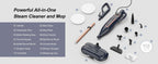 Steam Vacuum Mop, 1200W 8 in 1 Rotary Pads, 15 Seconds Fast Heating, Steam Mop for Kitchen,Carpet, Hardwood Floor