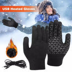 Electric USB Heated Gloves Winter Gloves Thermal Touch Screen Thermal Windproof Warm Knitted Glove Motorcycle Bicycle Gloves