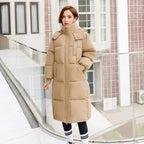 Puffer Jacket Polyester Hooded Jacket Women's Long Puffer Jacket