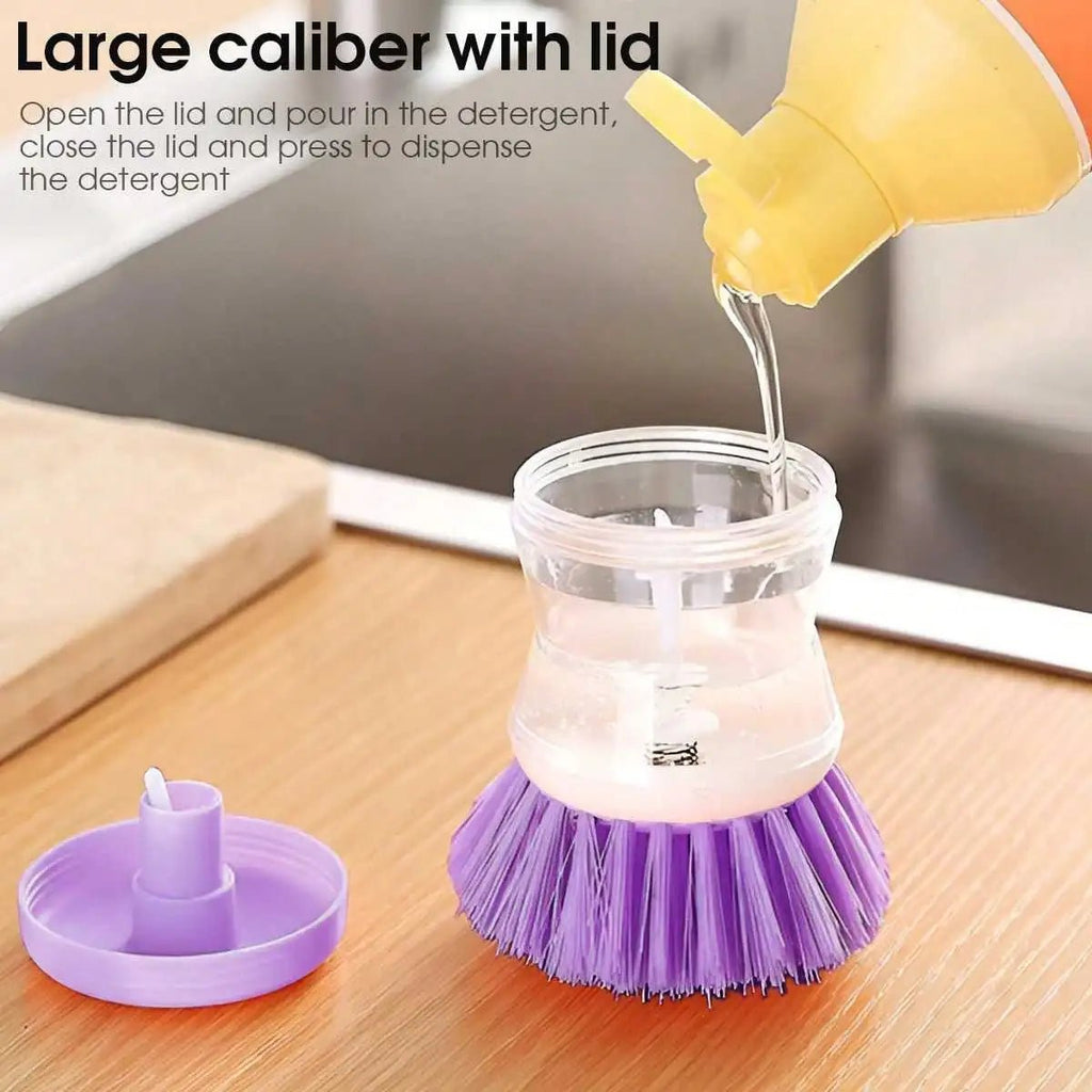 2 IN 1 Dish Brush with Soap Dispenser Multi Use Universal Kitchen Dish Palm Scrub