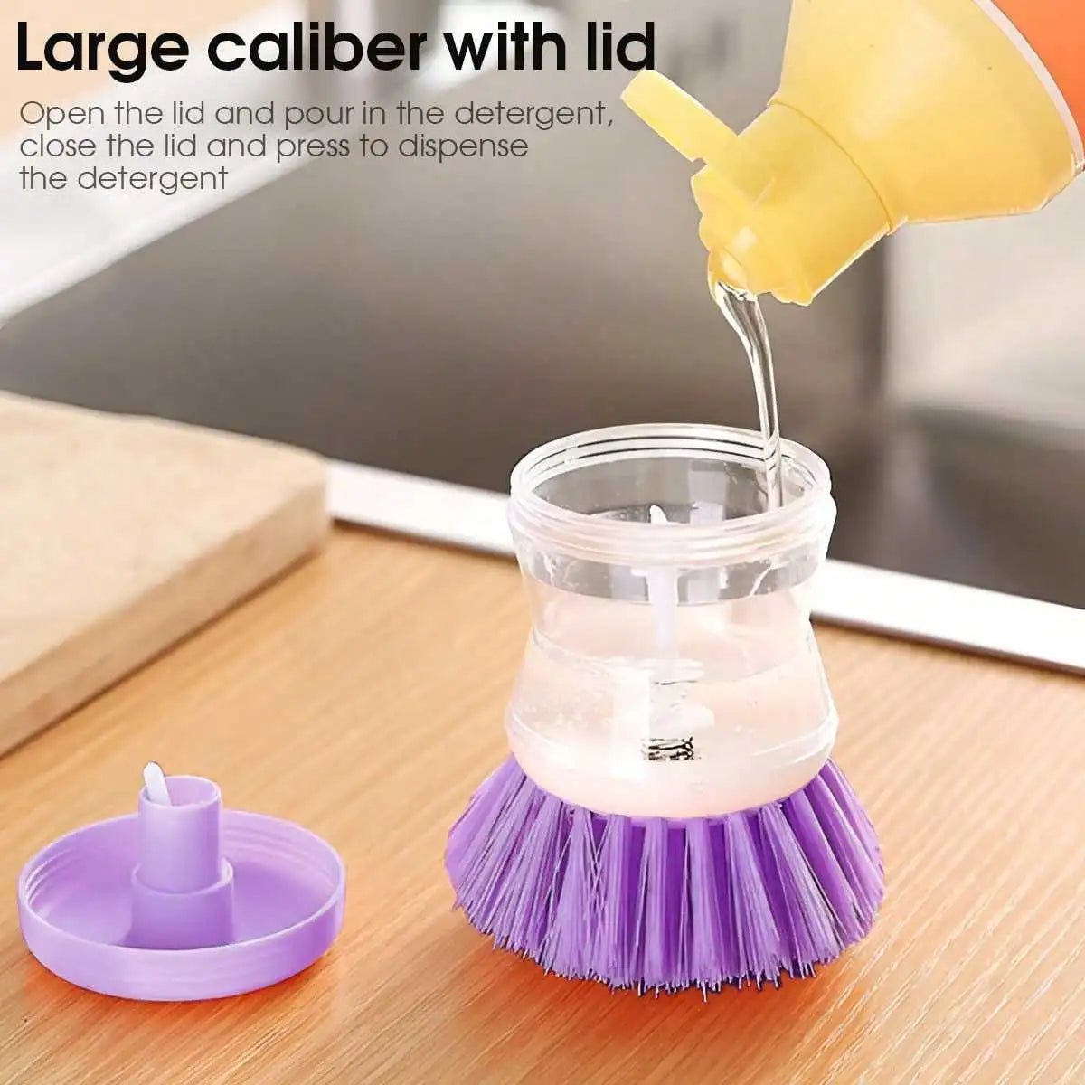 2 IN 1 Dish Brush with Soap Dispenser Multi Use Universal Kitchen Dish Palm Scrub
