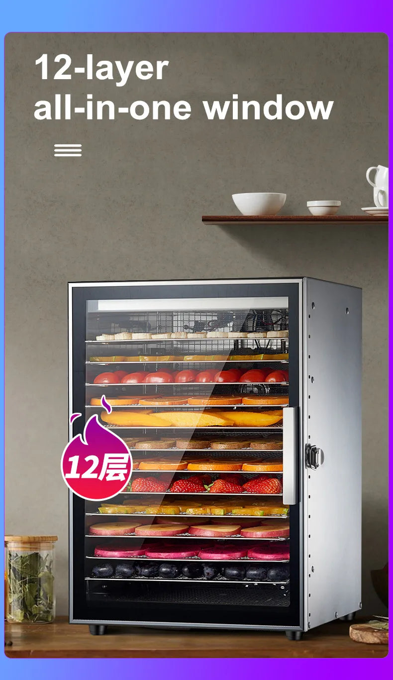 220V 110V Dry Fruit Machine Food Dehydration Dryer Fruit Dryer Commercial Stainless Steel Food Dryer Dried Vegetables Pet Snacks Motionshop