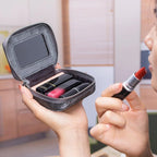 Portable Mini Leather Wallet With Mirror New Chinese Style Cow Leather Storage Bag For Coins And Earphones