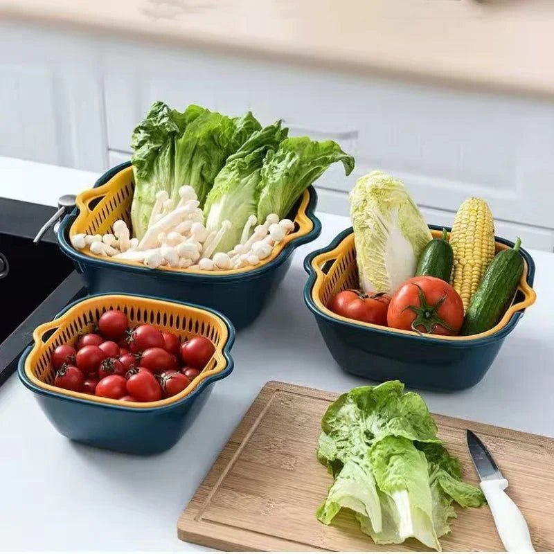 6-Piece Set/Double-Layer Draining Basket Kitchen Sink Strainer Basket