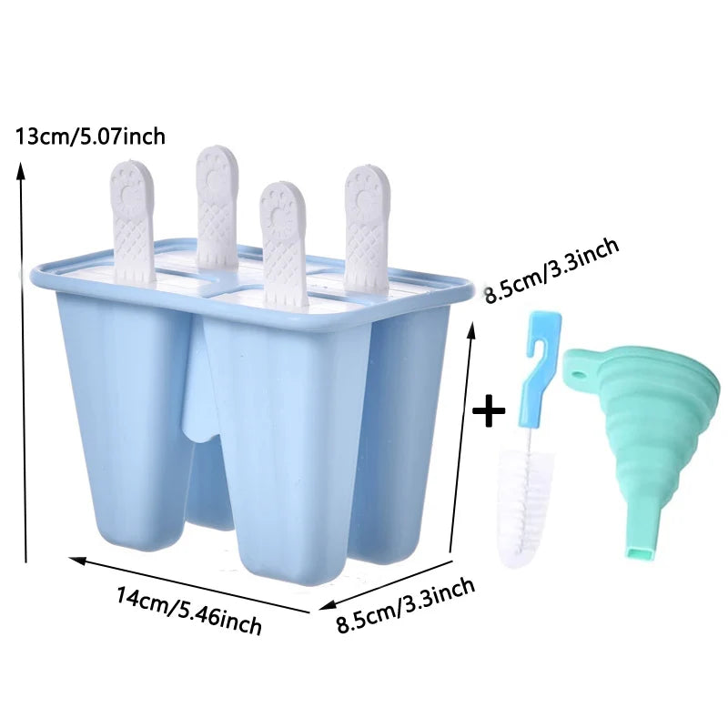 4/ 6 Cell Silicone Ice Cream Popsicle Mold With Handle - Motionshop