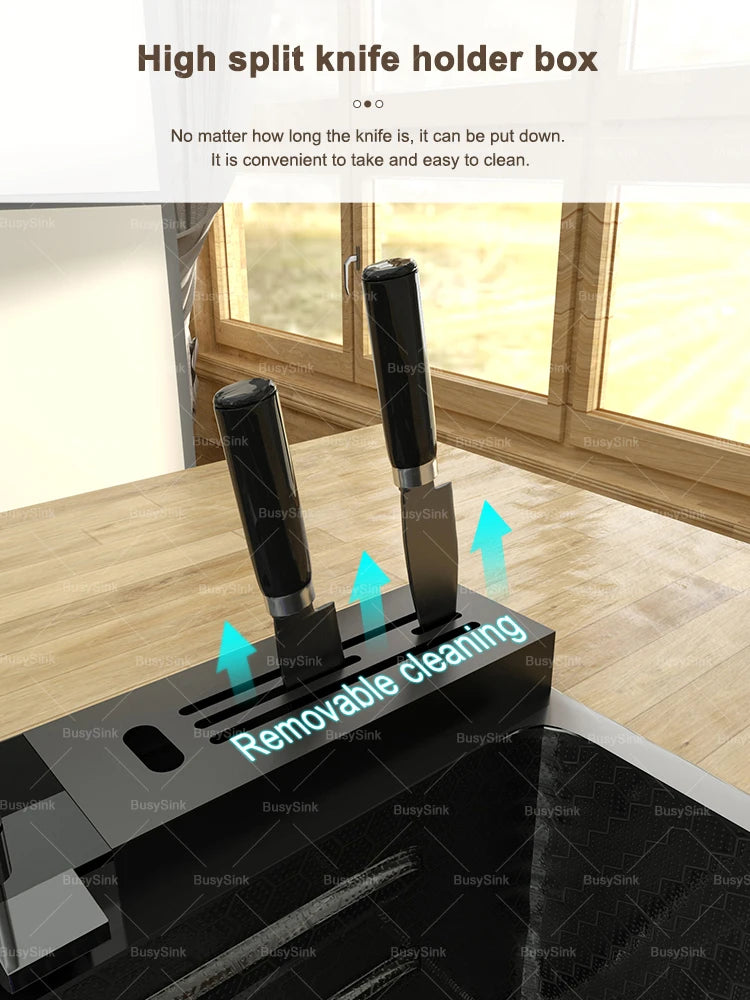 Stainless Steel Kitchen Sink With Waterfall Extra Large Single Bowl Digital Display Multifunctional Dishwashing Sinks