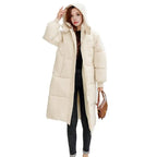 Puffer Jacket Polyester Hooded Jacket Women's Long Puffer Jacket