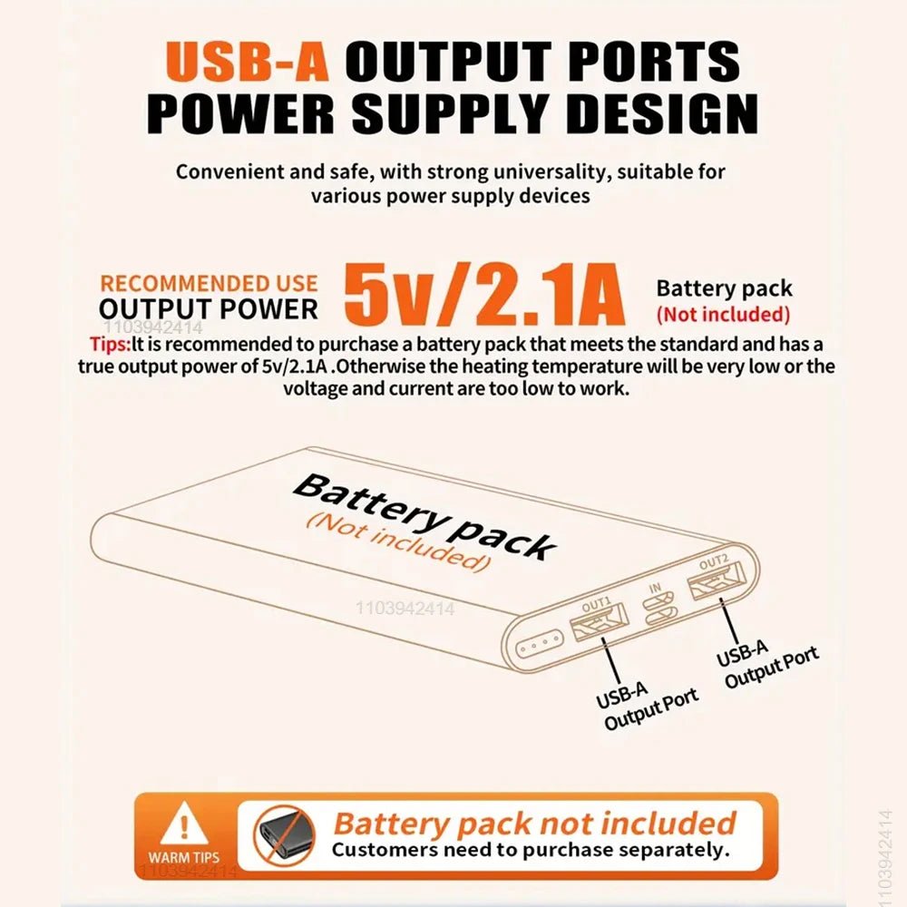 USB Self Heated Jacket Clothing Winter Ski Camping Heated Down Jacket