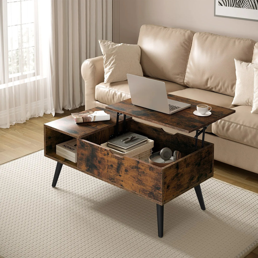 WOLTU Height-Adjustable Coffee Table Living Room Table with Hidden Storage Lifting Board Folding Table for Side Sofa Decor Home