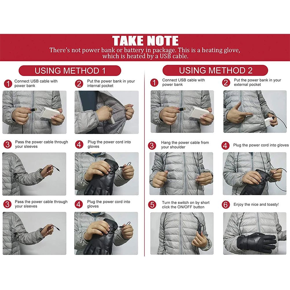 Winter Electric Warming Gloves Thermal Heated Gloves USB Heated Gloves