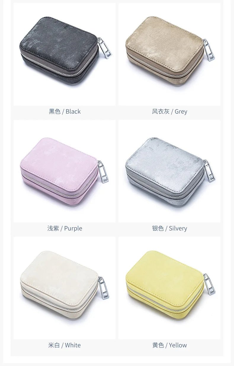Portable Mini Leather Wallet With Mirror New Chinese Style Cow Leather Storage Bag For Coins And Earphones