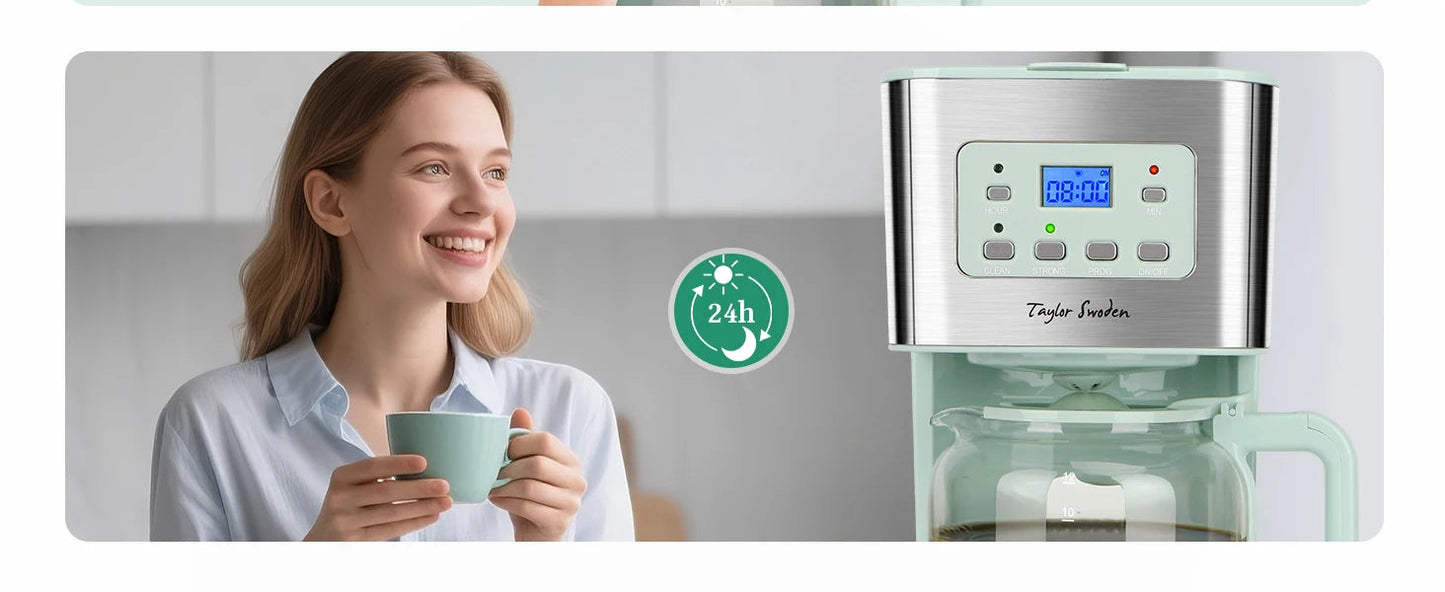 Coffee Maker with Timer, 1.5L Filter Coffee Maker, 12 Cups, Automatic Shut-Off, Drip Stop, Reusable Filter Motionshop