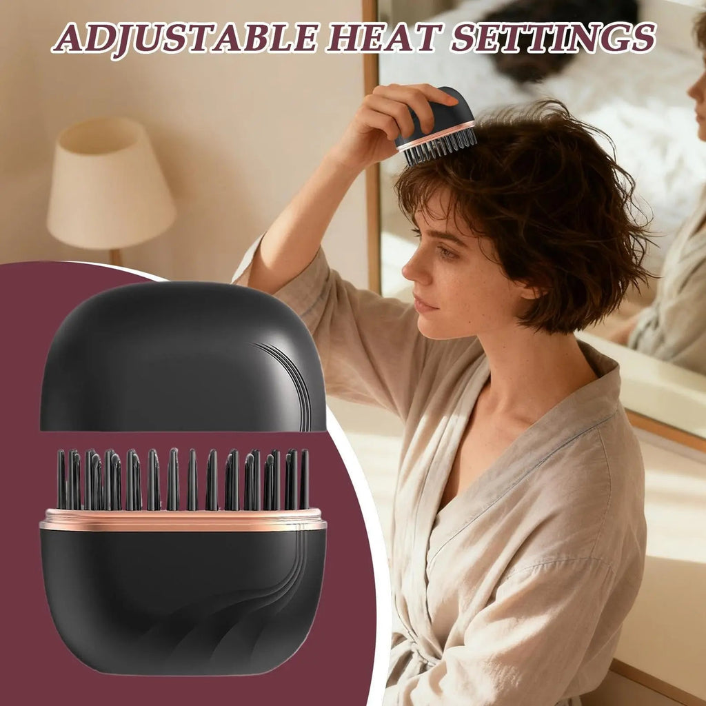 Portable Hair Straightener Brush Anti-Scald Shell Cordless USB Charging