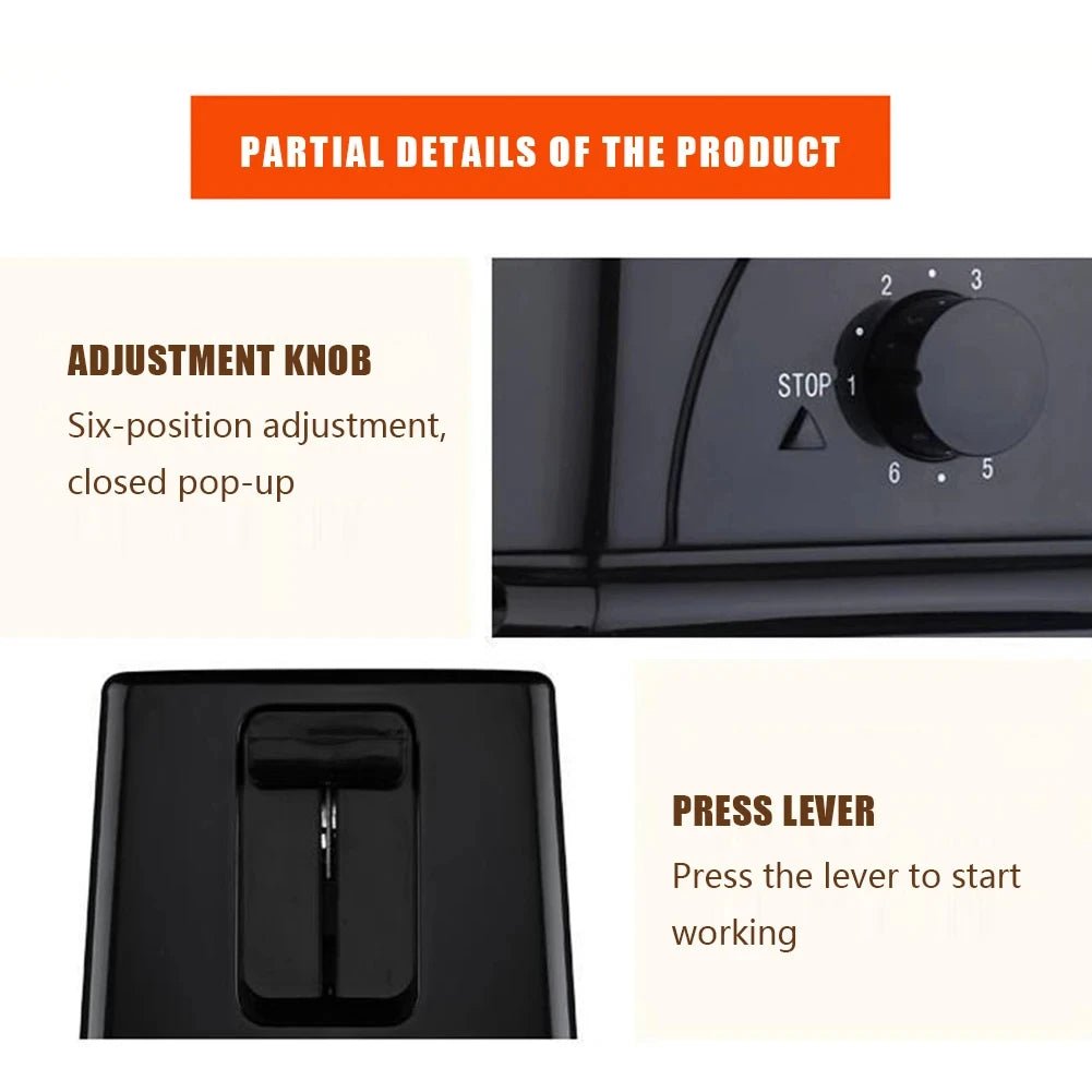 2 Slice Automatic Bread Toaster Fast Heating Breakfast Maker Machine Home Stainless Steel Toaster Oven Baking Cooking Tool