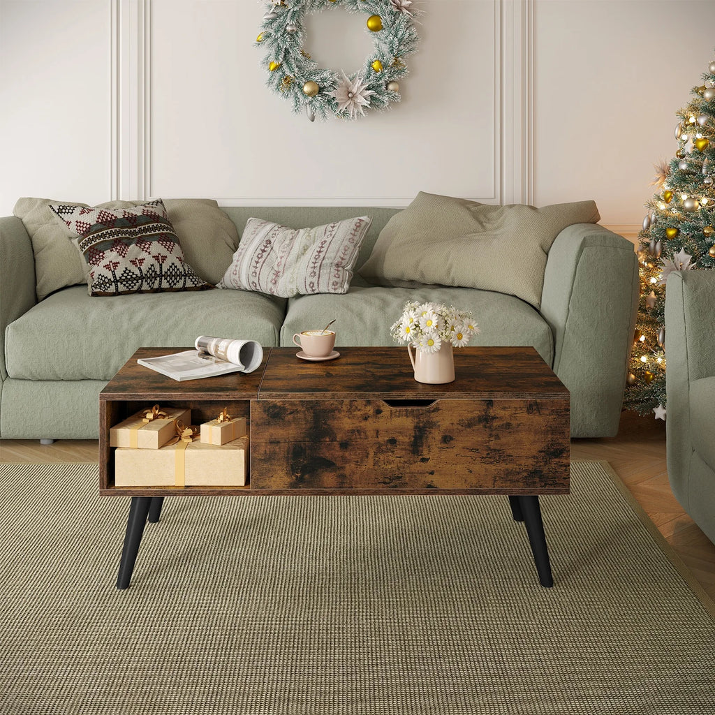 WOLTU Height-Adjustable Coffee Table Living Room Table with Hidden Storage Lifting Board Folding Table for Side Sofa Decor Home