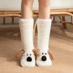 Women Non Slip Indoor Slipper Socks Fleece Lined Thick Warm Sleep Coral Velvet Home Floor Socks