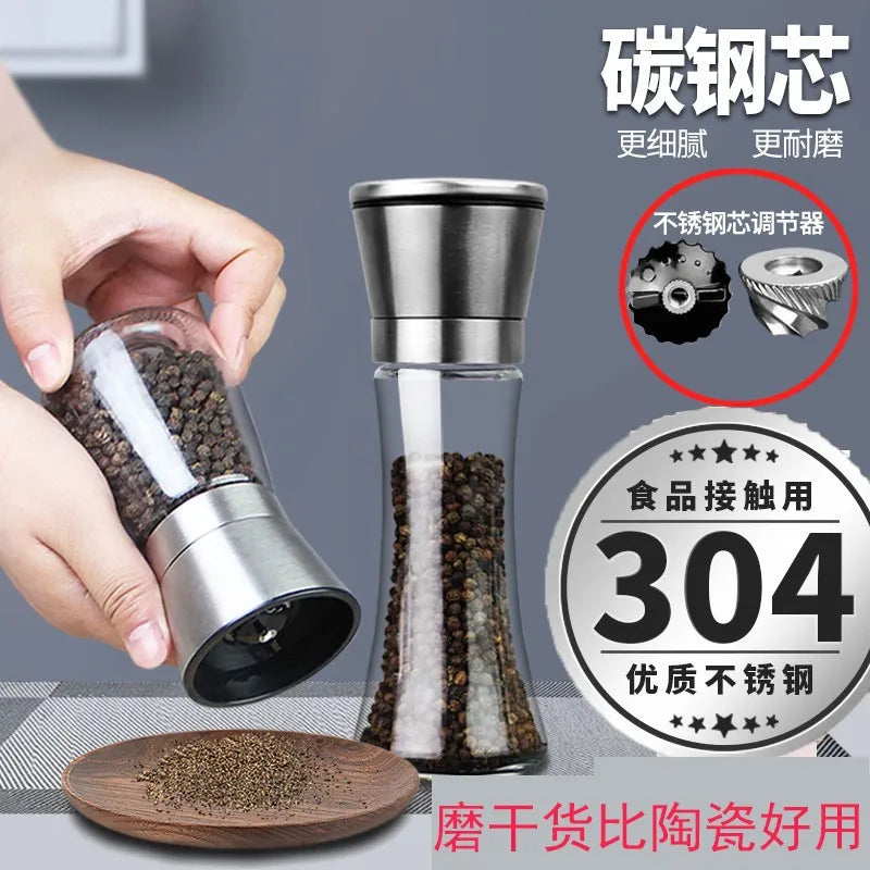 Stainless Steel Mill Glass Body Spice Salt and Pepper Grinder - Motionshop