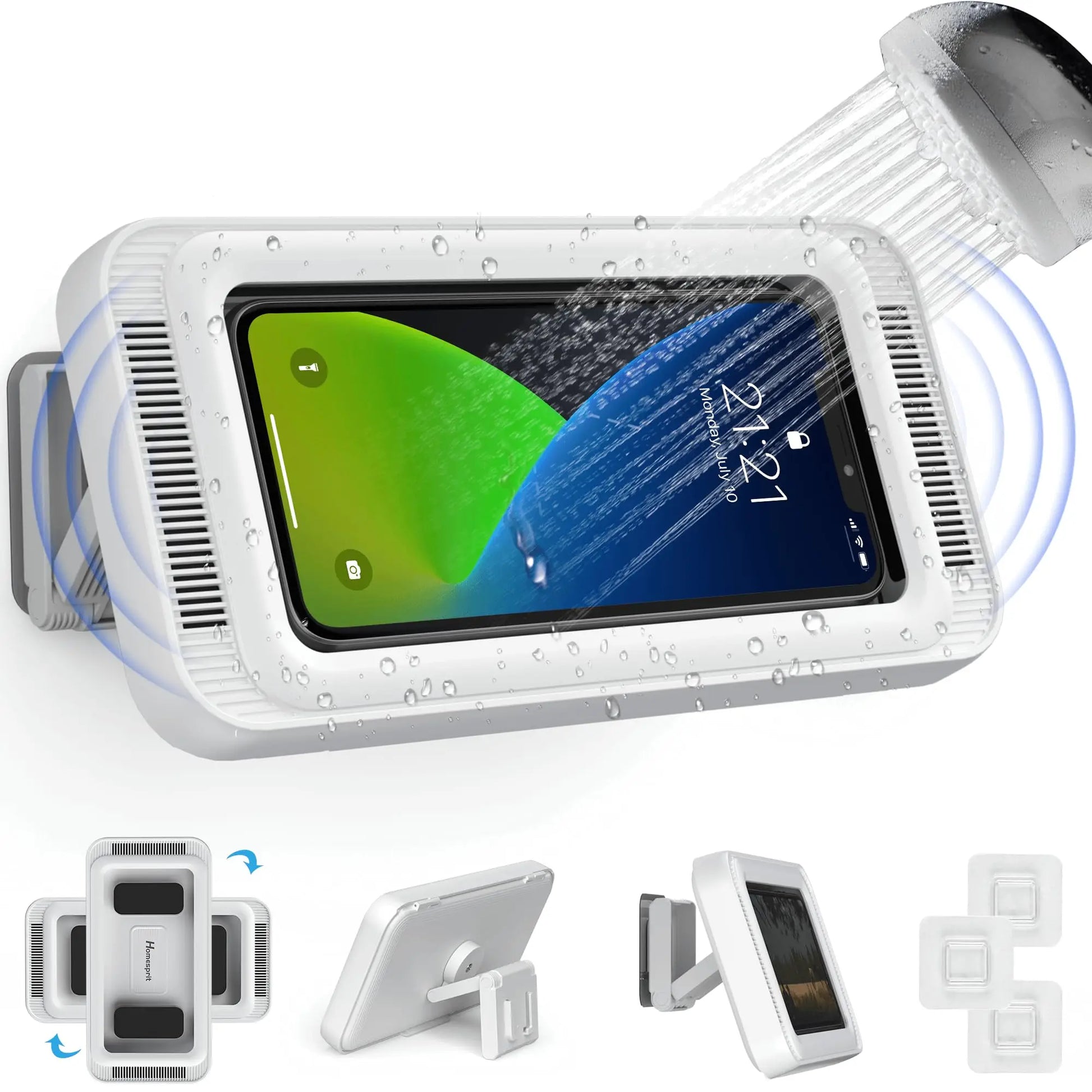 Shower Waterproof Phone Holder With Speaker - 480° Rotation - Motionshop