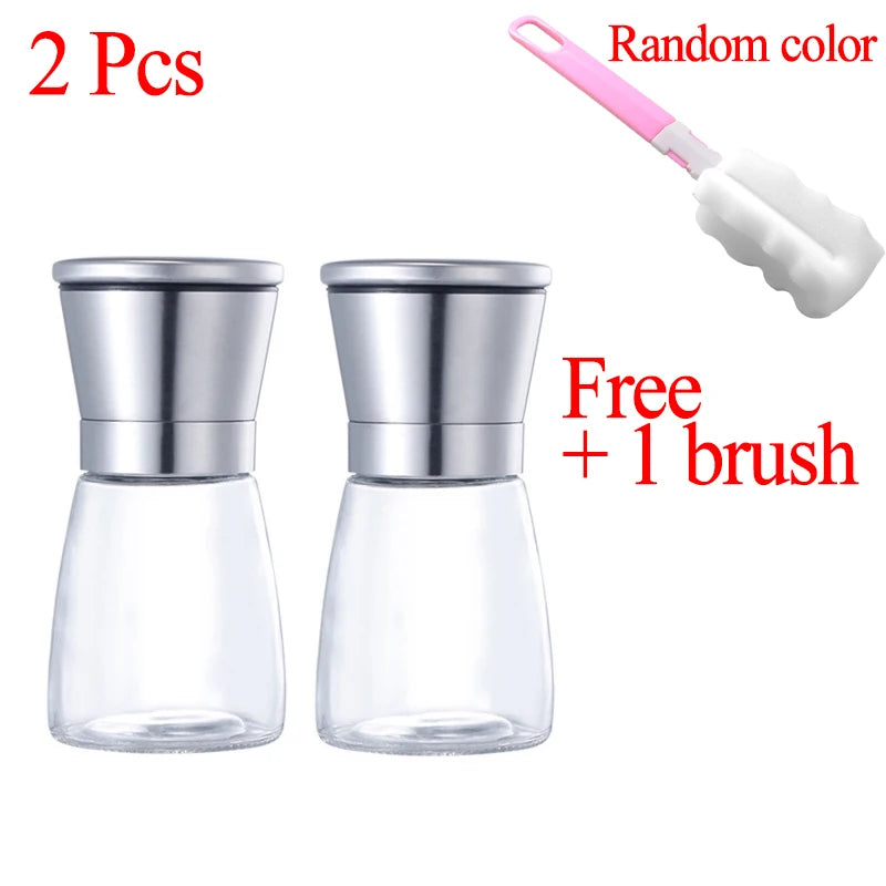 Stainless Steel Mill Glass Body Spice Salt and Pepper Grinder - Motionshop