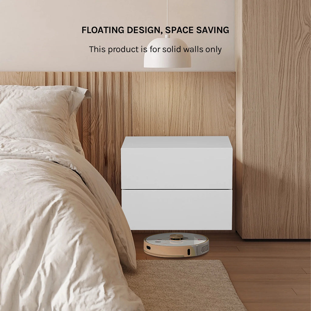 WOLTU 2PCS/Set Modern Bedroom Nightstand Hanging Bedside Table Wall Mounted Bedside Cabinet with Drawer for Living Room