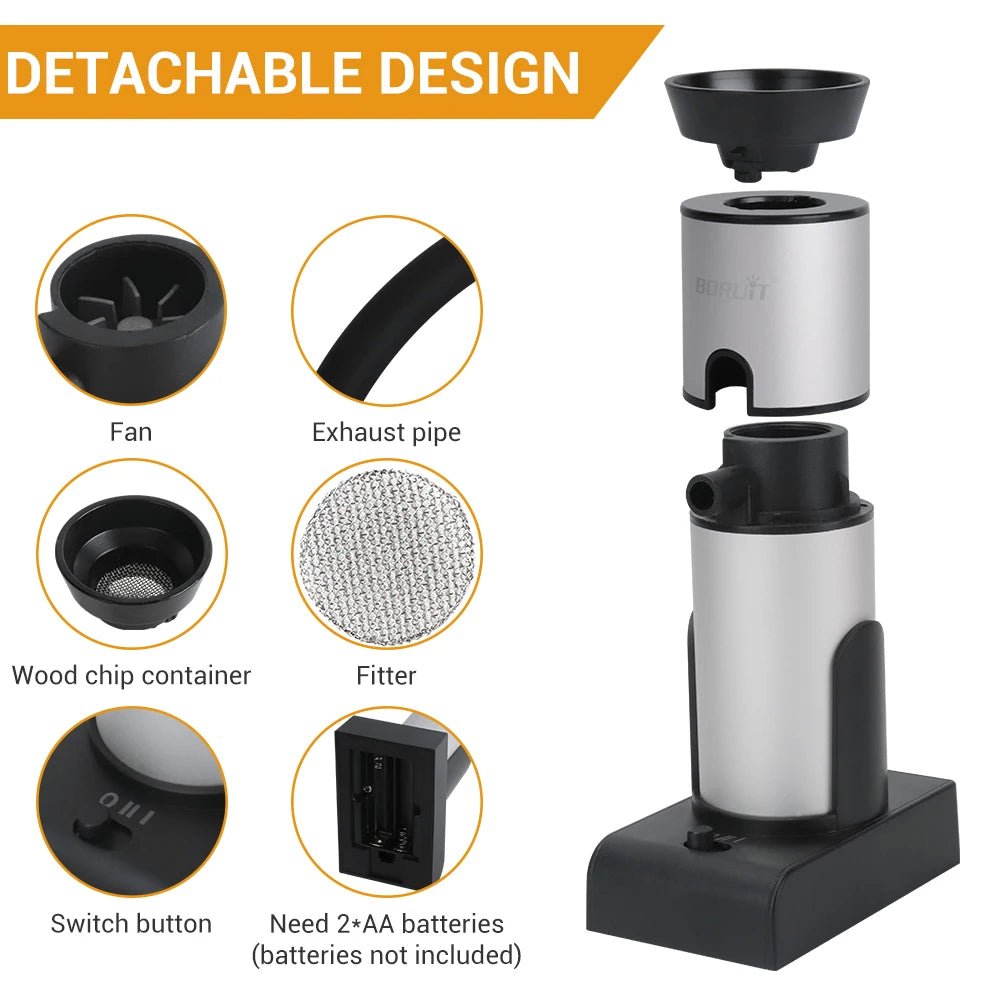 Portable Food Cold Smoke Generator Molecular Cuisine Smoking Gun Meat Burn Cooking for BBQ Cocktail Use AA Battery