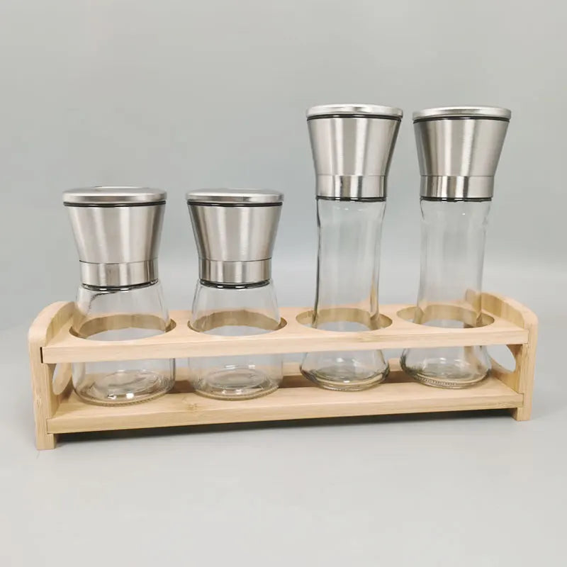 Stainless Steel Mill Glass Body Spice Salt and Pepper Grinder - Motionshop