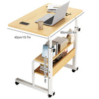 Adjustable Laptop Desk with Wheels Movable Bedside Table Liftable Computer Desk Bedroom Office Portable Study Table