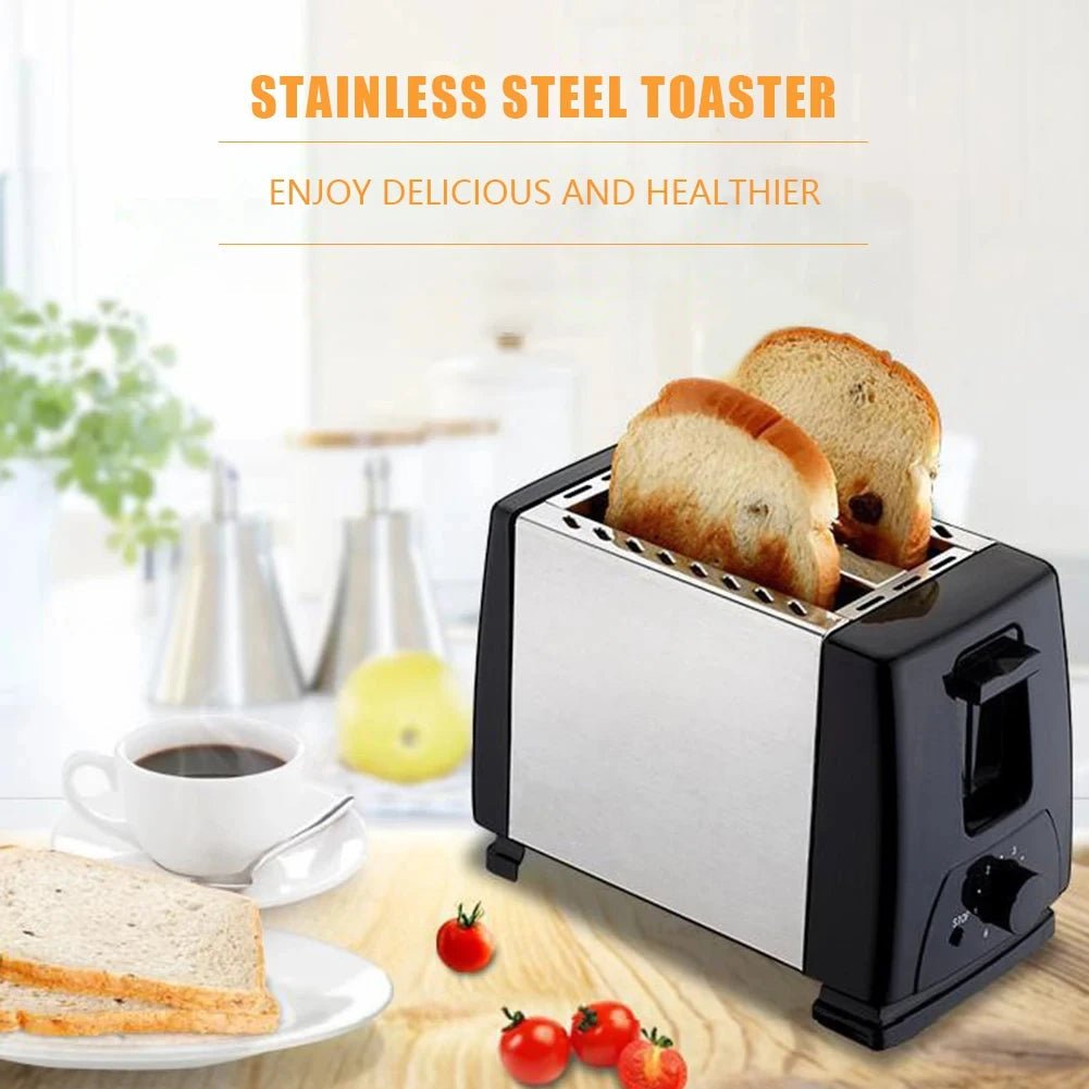 2 Slice Automatic Bread Toaster Fast Heating Breakfast Maker Machine Home Stainless Steel Toaster Oven Baking Cooking Tool