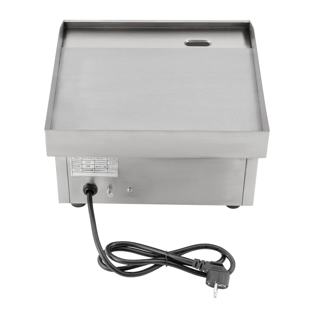 2000W Modern Stainless Steel Electric Griddle, 5.5*38*21cm Silver Electric Griddle for Processing Pancakes, Bacon, Baked Cheese
